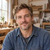 AI-generated portrait of Jonah Wells, a fictional independent furniture maker