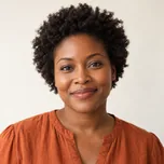 AI-generated portrait of Nia Okafor, a fictional fashion content stylist